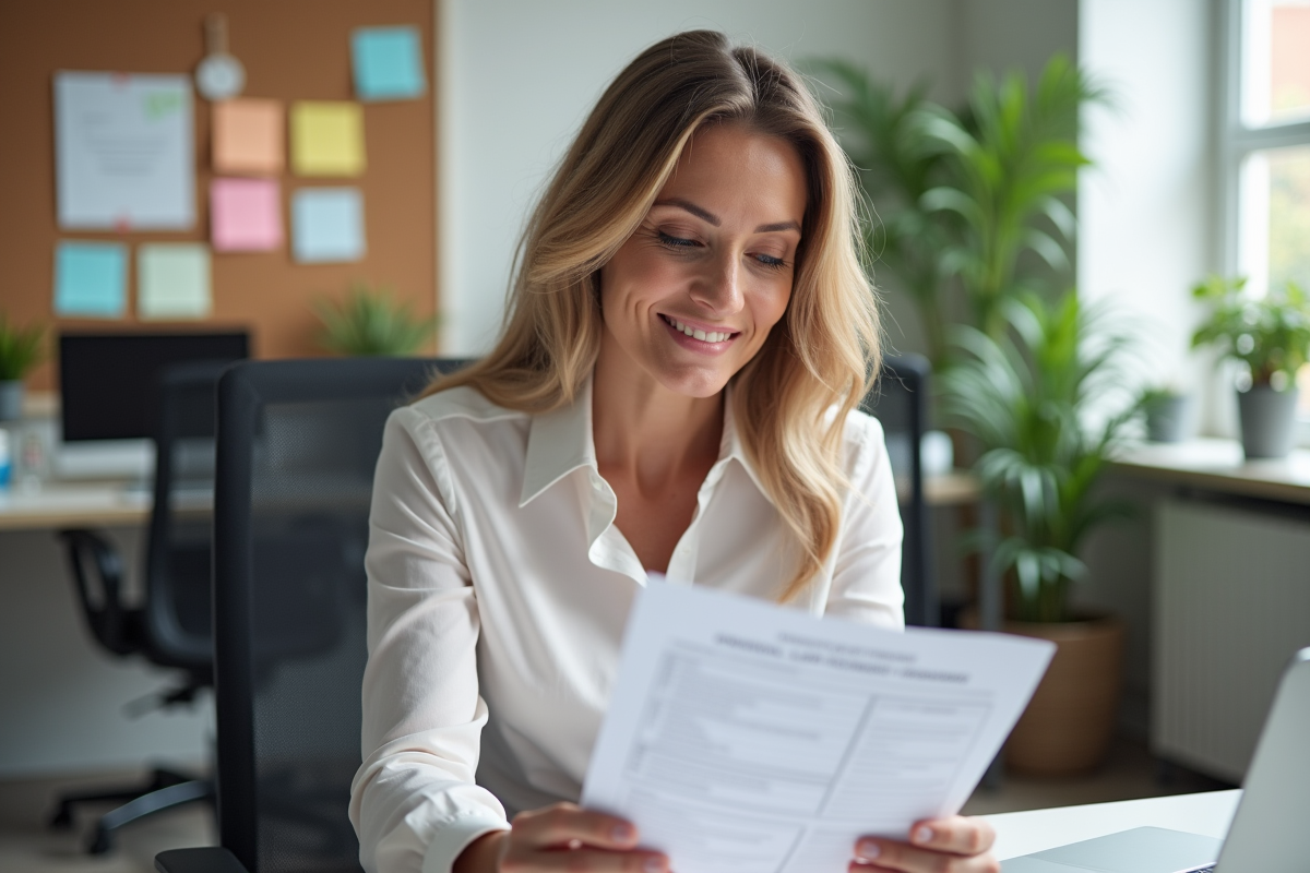 Femme RH examinant une demande de congé au bureau